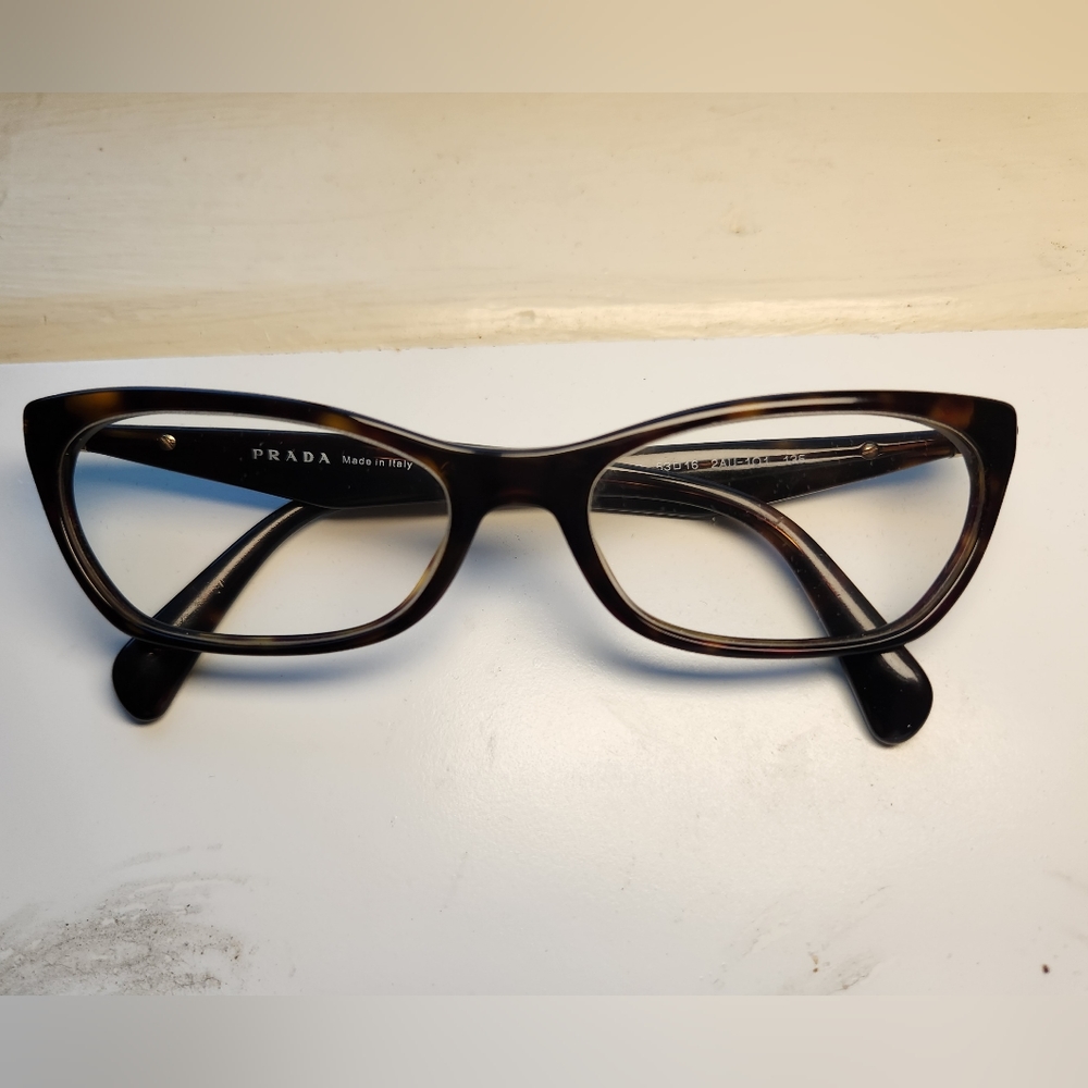 Prada glasses women tortoise shell brown, case, wipe cloth